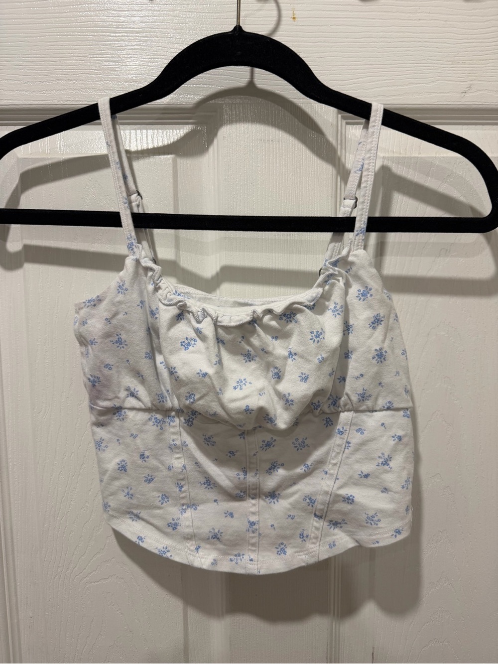 Hollister White Cami Top with Light Blue Floral Print
